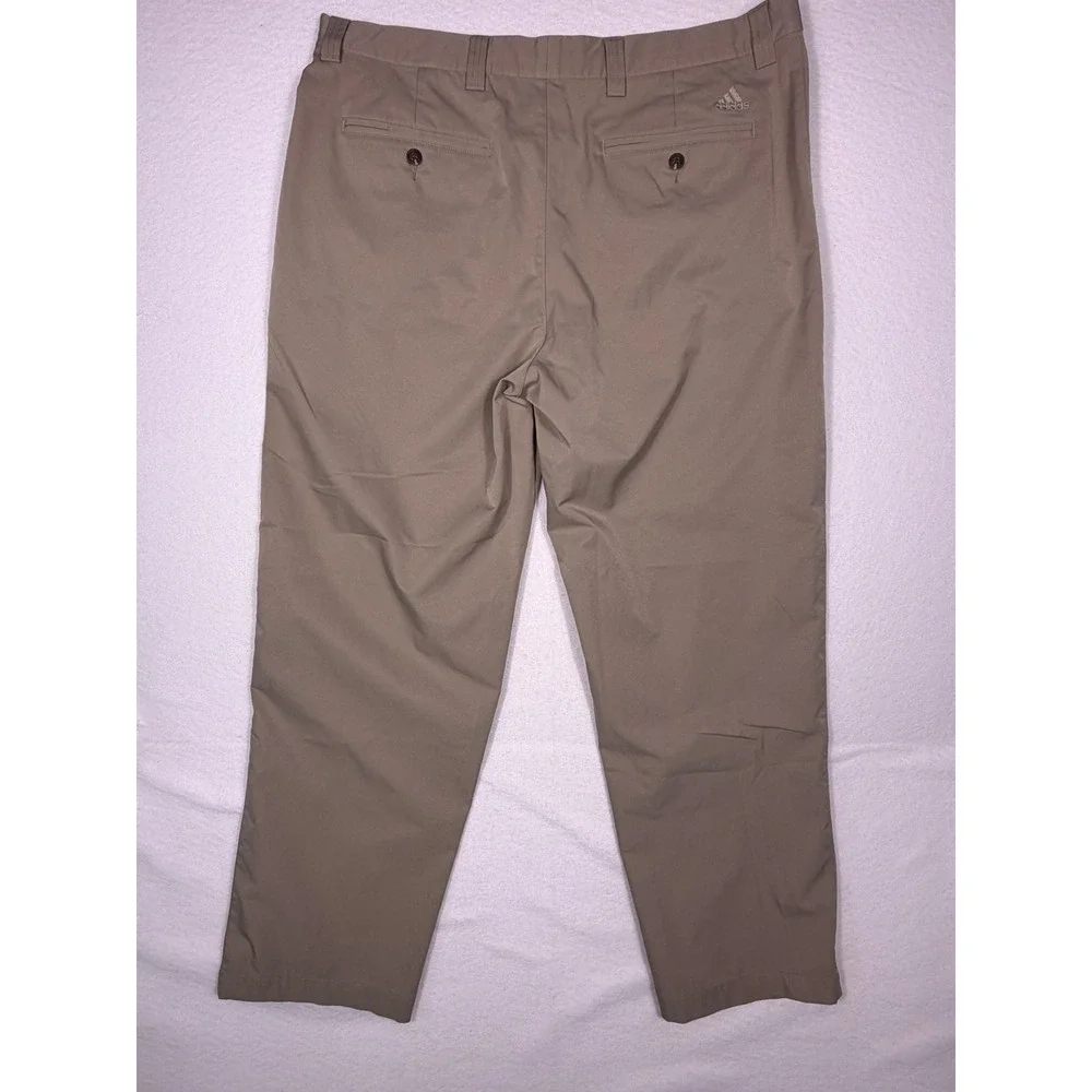 Adidas Golf Pants Mens 38x30 Khaki Tan Climalite Flat Front Performance Trousers